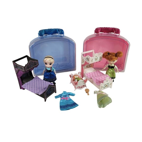 Disney Animators' Collection Frozen Anna Elsa Play Dolls Storage Cases 16 Pieces - Picture 1 of 13